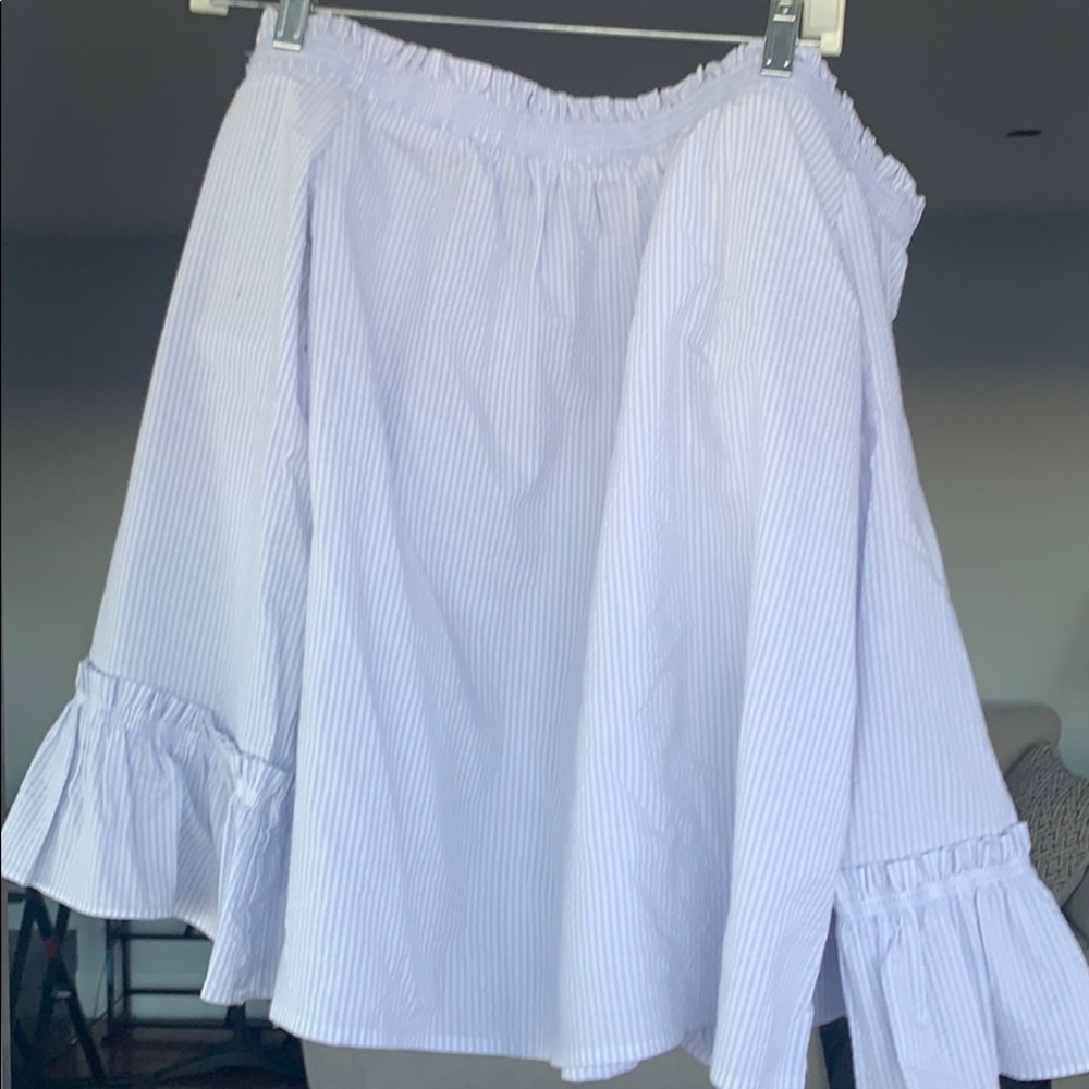off the shoulder seersucker long sleeve